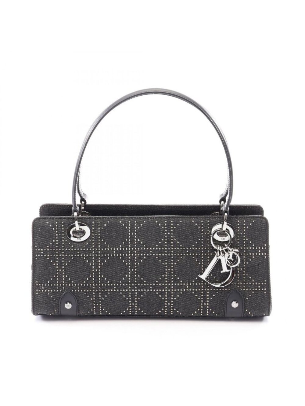 Dior Handbag Cannage Studs Denim Black